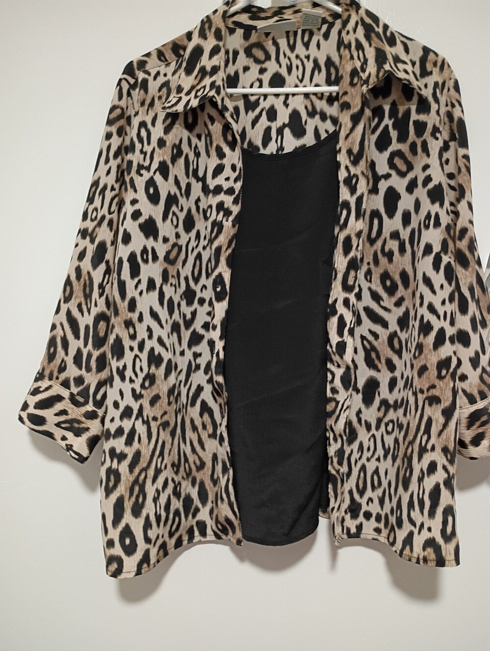 Joanna Leopard Print Button-Down Shirt With Attached Lining Womens Size XL